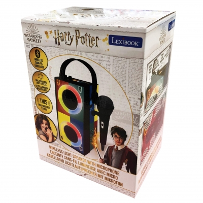 <img src='https://webimage.pl/pics/310/1/d3380743091310.jpg' style='height:440px' /> Przenośny głośnik Bluetooth Harry Potter ze światłami i mikrofonem Lexibook BTP180HPZ