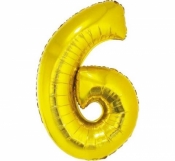 Balon foliowy "cyfra 6" - ZŁOTA (35cm)