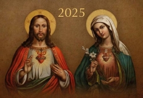 Kalendarz 2025 trójdzielny Serce Jezusa, Serce Maryi