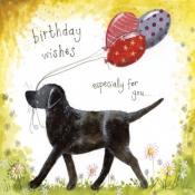 Karnet Urodziny S371 Labrador z balonami