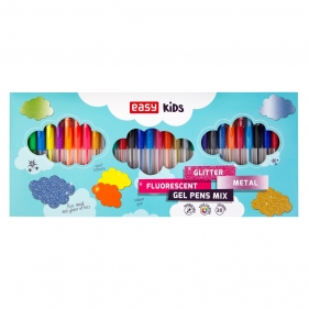 Żelopis EASY Kids, 30 kolorów - fluo metal brokat