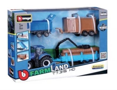 Tractor Gift Set + 3 trailers 10cm BBURAGO