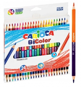 Kredki ołówkowe trójkątne Carioca BiColor 24/48 kolorów