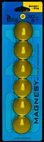 Magnesy do tablic żółte 30mm/6szt. - gładkie (GM301-PY6)