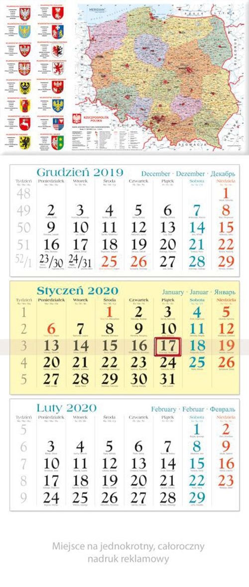 Kalendarz 2020 trójdzielny KT 01 Mapa