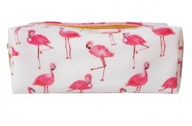 Piórnik biały Różowe Flamingi