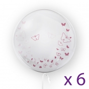 Tuban, balon 45 cm - Motyle, różowy (6 sztuk) (TU 3731)