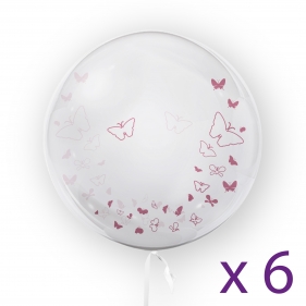 Tuban, balon 45 cm - Motyle, różowy (6 sztuk) (TU 3731)