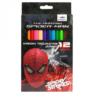 Kredki trójkątne grube 12 kolorów. Amazing Spider-man 11