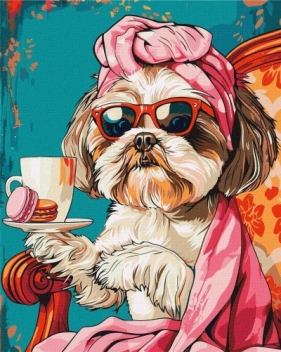 Malowanie po numerach - Figlarny shih tzu 40x50cm