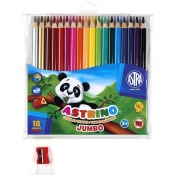 Kredki trójkątne Astrino Jumbo, 18 kolorów + temperówka (312115005)