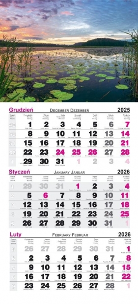 Kalendarz 2026 ścienny trójdzielny Jezioro