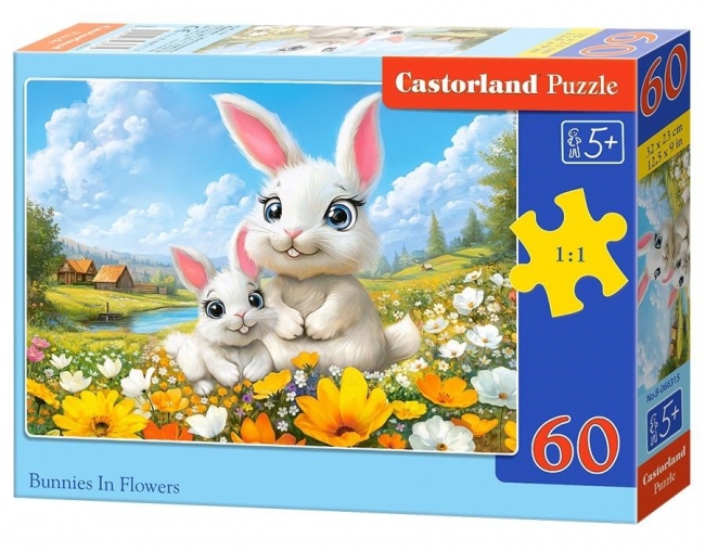 <img src='https://webimage.pl/pics/315/6/d5904438066315.jpg' style='height:440px' /> Puzzle 60 Bunnies in Flower CASTOR
