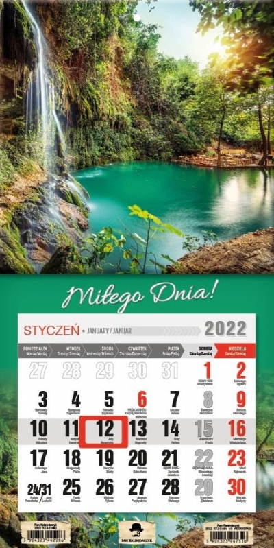 Kalendarz 2022 jednodzielny mini z mag. Wodospad