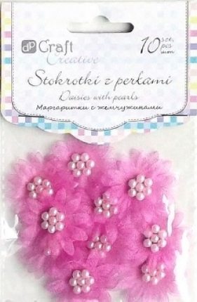 Stokrotki z perłami fuchsia 10szt CEST - 003