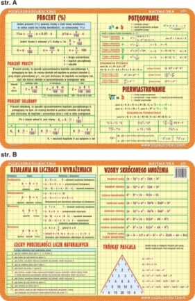 Podkładka edukacyjna Matematyka. Procent, Potęgowanie, Pierwiastkowanie