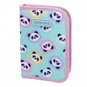 Astrabag, Piórnik pojedynczy jednoklapkowy z wyposażeniem - Minty Pandas (AC11)