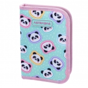 Astrabag, Piórnik pojedynczy jednoklapkowy z wyposażeniem - Minty Pandas (AC11)