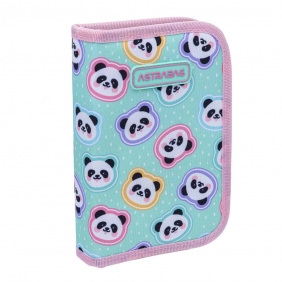 Astrabag, Piórnik pojedynczy jednoklapkowy z wyposażeniem - Minty Pandas (AC11)