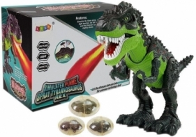 Dinozaur na baterie składa jaja zieje ogniem