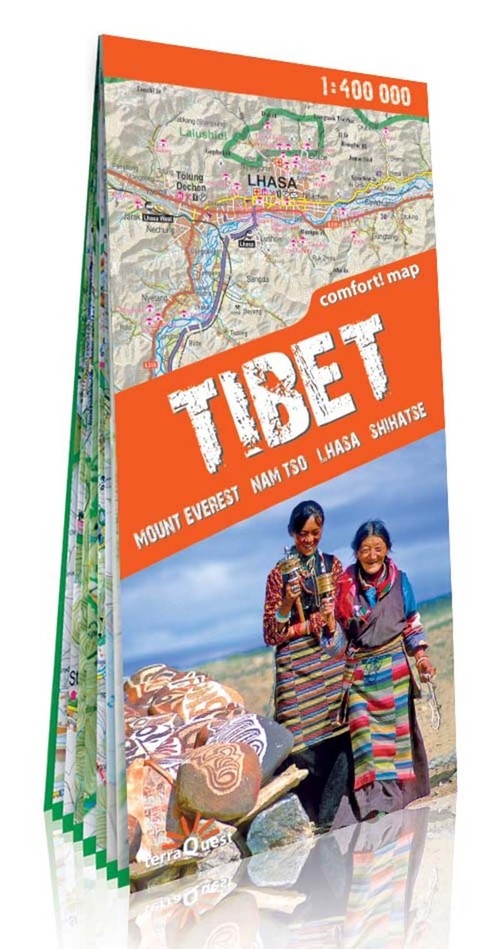 Tybet Mount Everest Nam tso Lhasa Shigatse mapa południowej części Tybetu 1:400 000