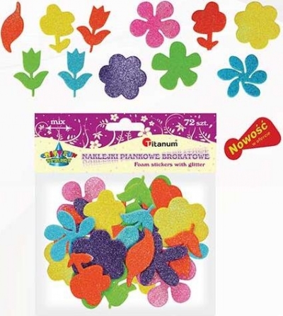 Dodatek dekoracyjny Craft-fun pianki samoprzylepne kwiaty brokat  (EB101)