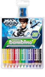 Kredki bambino w oprawie drewnianej 12 kolorów Max Steel