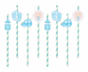 Słomka Godan papierowe BABY SHOWER chłopca, 20 cm 8 szt (QT-SPBB)