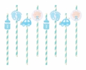 Słomka Godan papierowe BABY SHOWER chłopca, 20 cm 8 szt (QT-SPBB)