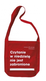 Torba bawełniana czerwona "Czytanie w niedzielę nie jest zabronione"