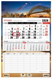 Kalendarz 2026 jednodzielny z planem zajęć - City Sidnei