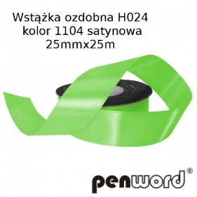 Wstążka satynowa zielona H024 kol.1104 25mmx25m