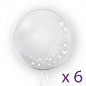 Tuban, balon 45 cm - Motyle, biały (6 sztuk) (TU 3732)