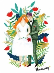 Karnet B6 Ślub Para w kwiatach