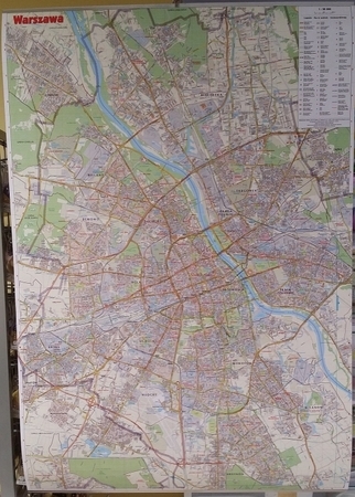 PLAN MIASTA WARSZAWA MAPA ŚCIENNA 1:28 000