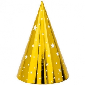 Czapka party Partydeco złote w gwiazdki 6 sztuk - złota (CPP20)