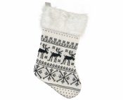 Skarpeta świąteczna biała w renifery 41x22cm