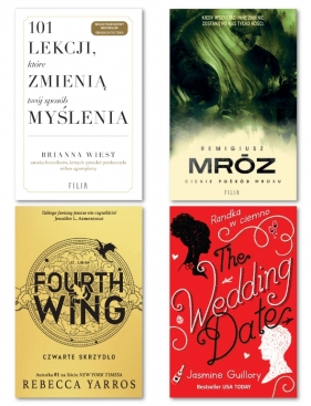 Pakiet: 101 lekcji, które zmienią twój sposób myślenia + Cienie pośród mroku + Fourth Wing + The Wedding Date - Brianna Wiest, Remigiusz Mróz, Rebecca Yarros, Jasmine Guillory