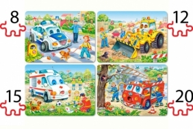 Puzzle 4 w 1: Zabawne pojazdy (B-04324)