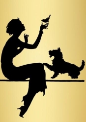 Karnet B6 brokat z kopertą Kobieta na złotym tle