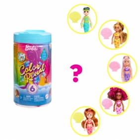 Barbie Color Reveal Chelsea. Kolorowa syrenka, lalka Ast. (HCC75)