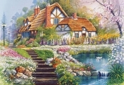 Puzzle 3000 Domek wiejski z jeziorem CASTOR (300327)