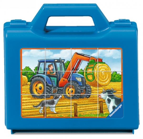 Puzzle 12 elementów - Pojazdy na farmie, walizka (074327)