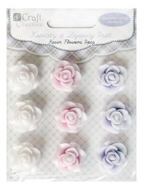 Kwiaty z żywicy samoprzylepne 20 mm 9 szt. Lavender coctail B - CEOZ-011