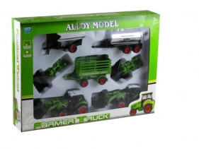 Zestaw farmera traktor + wymienne łyżki + przyczepy