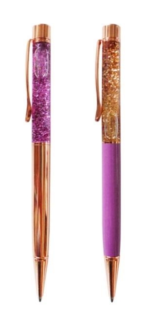 Długopis fioletowo złoty brokatowy