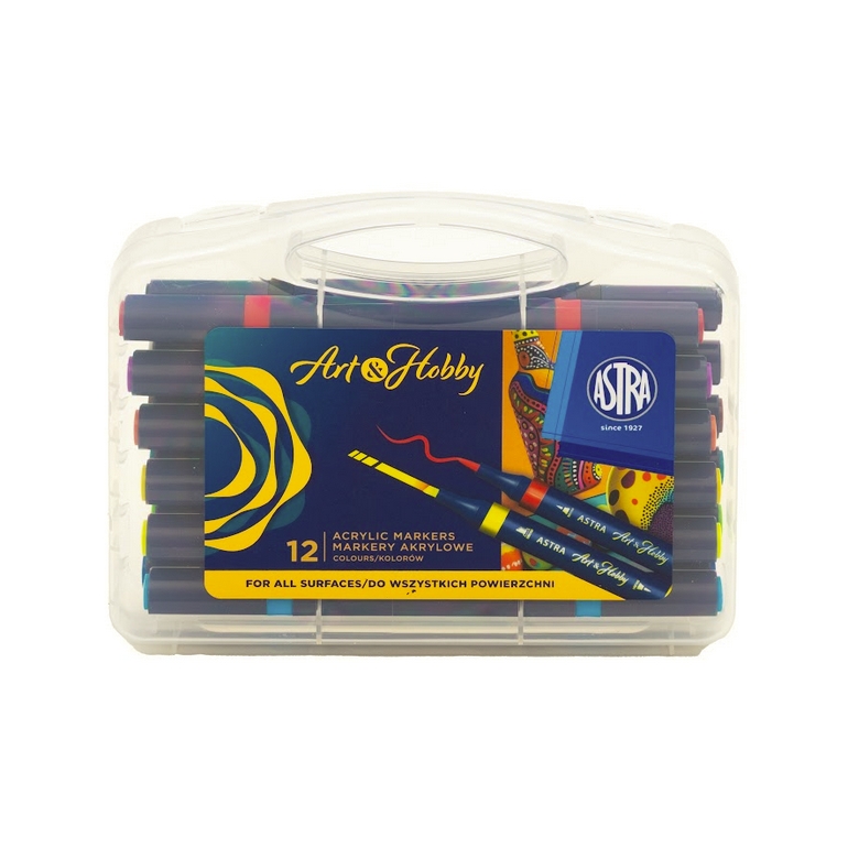 Markery akrylowe dwustronne trójkątne - Art&Hobby, 12 szt.