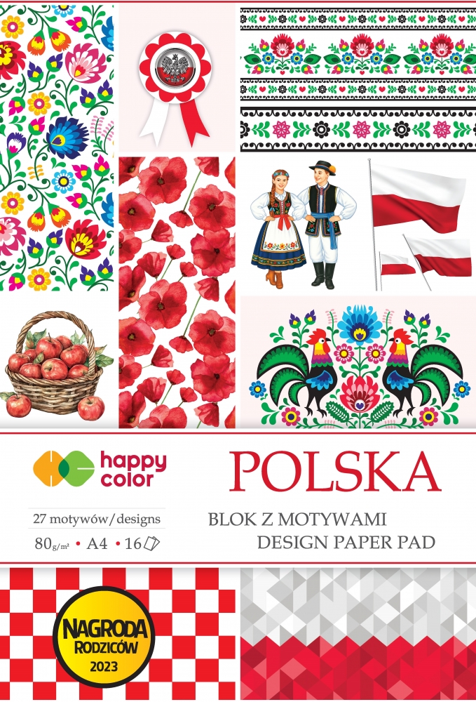Blok Happy Color A4/16ark, z motywami - Polska