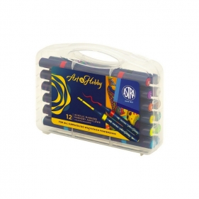 Markery akrylowe dwustronne trójkątne - Art&Hobby, 12 szt.