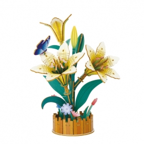 Drewniane kwiatki 3D - Lilie, 85el.
